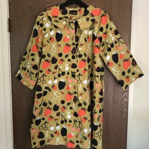 Nooworks strawberry printed Peter Pan collar jacket size L fully lined